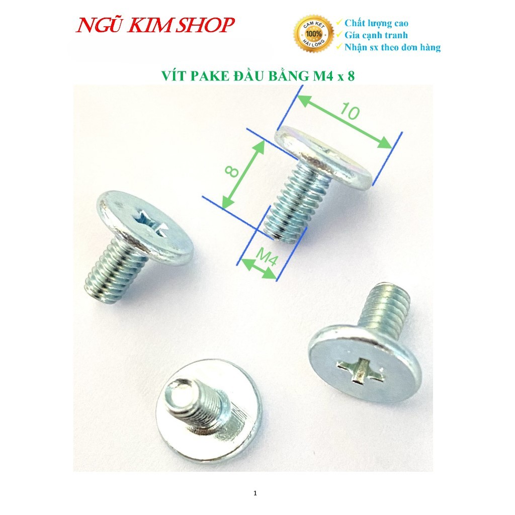 VÍT PAKE ĐẦU BẰNG M4 x 8 _ BỊCH 100 CON
