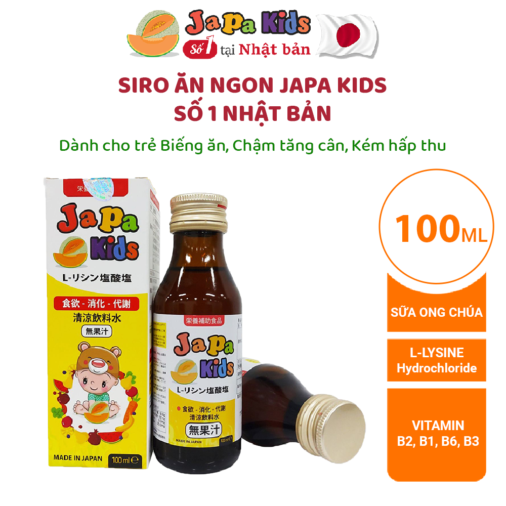 [Mua 2 tặng 1 Japa Milk] Siro Ăn Ngon Japa Kids Chính Hãng Hỗ Trợ Bé Tăng Cân - Chai 100ml