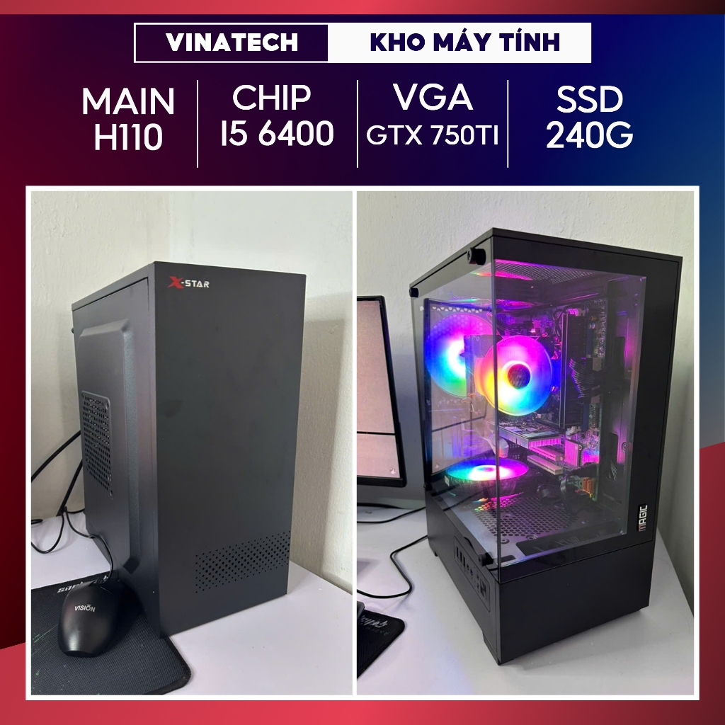 Cây CPU, cây máy tính i5, main h110, ram 16g, ssd 240g, vga gtx dùng văn phòng giải trí và chơi game nhẹ đến trung bình