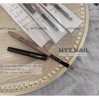 Cọ dặm ombre lông chùm đầu dẹt không tạo vệt cọ thiết kế bản mới cán gỗ chuyên về dặm ombre nail