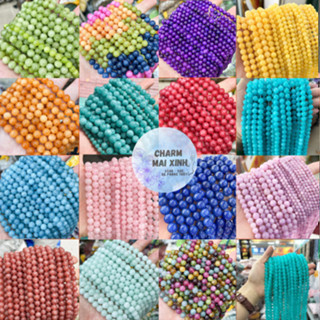 [GIÁ SỈ] Chuỗi Dây Đá Hạt Tròn Mã Não Vân - Nhiều Màu 4 kích thước - Charm phụ kiện Xâu Phối làm vòng tay may mắn nam nữ