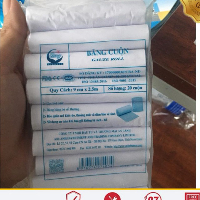 Băng cuộn y tế An Lành 9cmx2.5m (20 cuộn/gói)