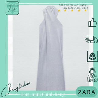 Zara Auth Đầm chéo cổ bạc kim tuyến maxi size s 165/84a M
