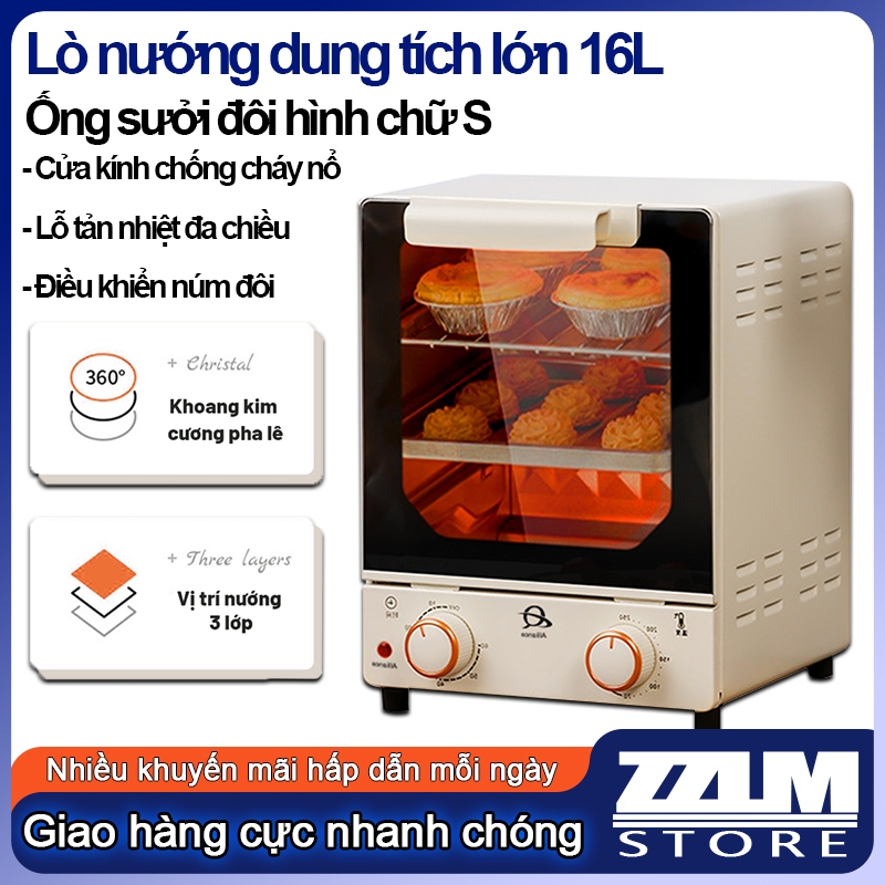 Lò nướng dàn kép đa năng 15 lít Ailiance - 750W, Hẹn nhiệt độ, thời gian nướng thông minh, BH 12 Tháng