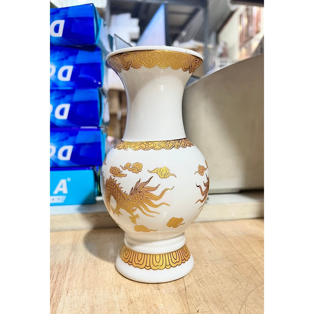 Bình bông sứ trắng rông cao 18cm