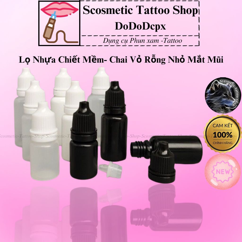 50 Lọ Chai chiết tinh dầu mực xăm ,lọ nhựa vỏ mềm bóp được 5ml -10ml-15ml
