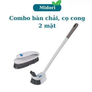 Combo Bàn Chải Vệ Sinh và Cọ Bồn Cầu 2 Đầu, Dụng Cụ Làm Sạch Nhà Tắm, Nhà Vệ Sinh