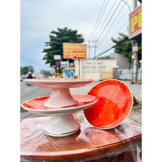 Đĩa sứ thờ sứ đá hoa cương 3 cỡ - ĐỎ ( đĩa sứ)