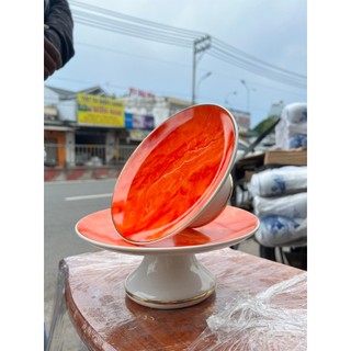 Đĩa sứ thờ sứ đá hoa cương 3 cỡ - ĐỎ ( đĩa sứ)