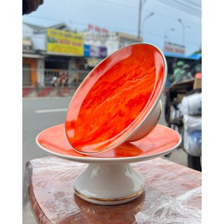Đĩa sứ thờ sứ đá hoa cương 3 cỡ - ĐỎ ( đĩa sứ)