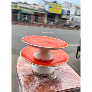 Đĩa sứ thờ sứ đá hoa cương 3 cỡ - ĐỎ ( đĩa sứ)