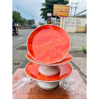 Đĩa sứ thờ sứ đá hoa cương 3 cỡ - ĐỎ ( đĩa sứ)