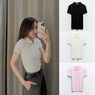 Áo polo ZRA áo polo dệt kim basic