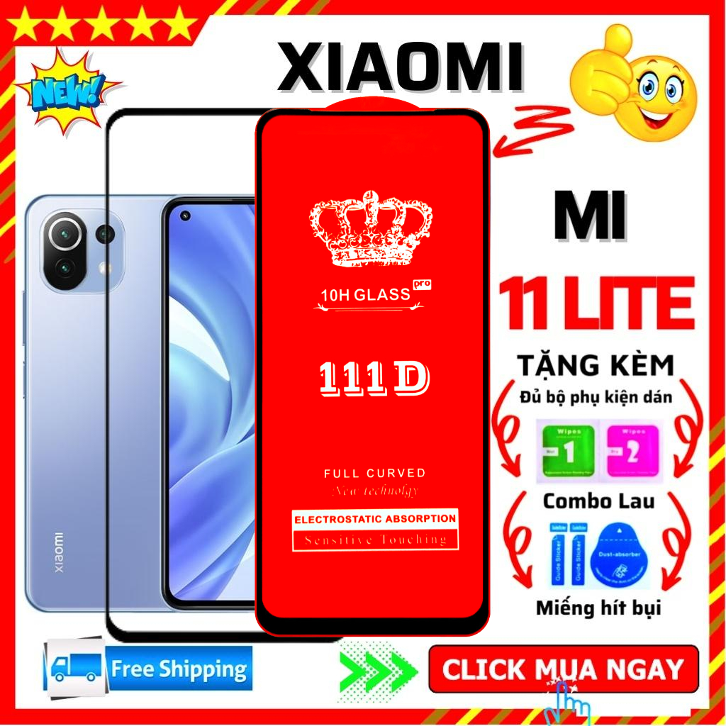 Kính Cường Lực Xiaomi Mi 11 Lite [4G, 5G, Ne] - Miếng Dán Full Màn Hình 21D - Độ Cứng 11H - Độ Trong Suốt Cực Cao.