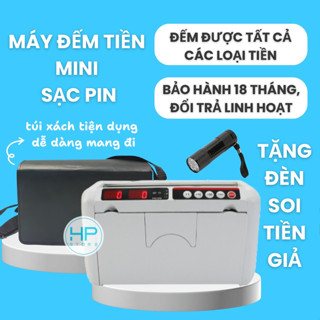   TẶNG ĐÈN SOI TIỀN GIẢ  Máy đếm tiền mini dùng pin nhỏ gọn tiện ích 