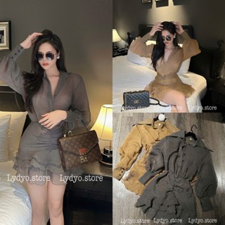 Váy đầm vải nhăn, váy áo sơ mi, chân vá đuôi cá thiết kế cao cấp sang chảnh, váy sơmi dài tay dự tiệc cưới, váy công sở