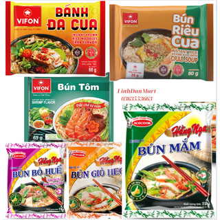 Bánh Đa Cua VIFON/ Bún Riêu Cua VIFON/ Bún tôm VIFON/ Bún mắm Hằng Nga/ Bún giò heo Hằng Nga/ Bún bò huế Hằng Nga 73g