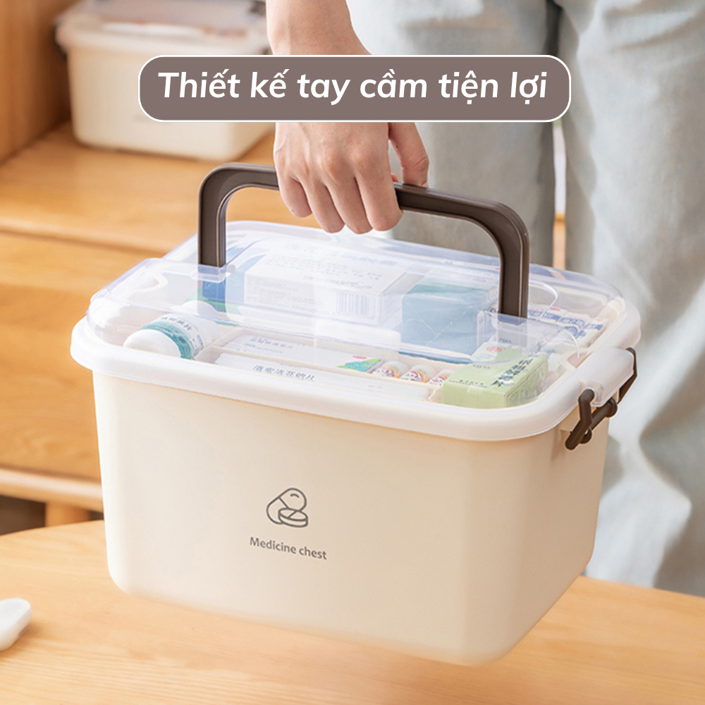 Hộp đựng thuốc sơ cứu hai lớp cỡ lớn có nắp bảo quản tay cầm tiện lợi, Hộp nhựa đựng đồ đa năng | BigBuy360 - bigbuy360.vn