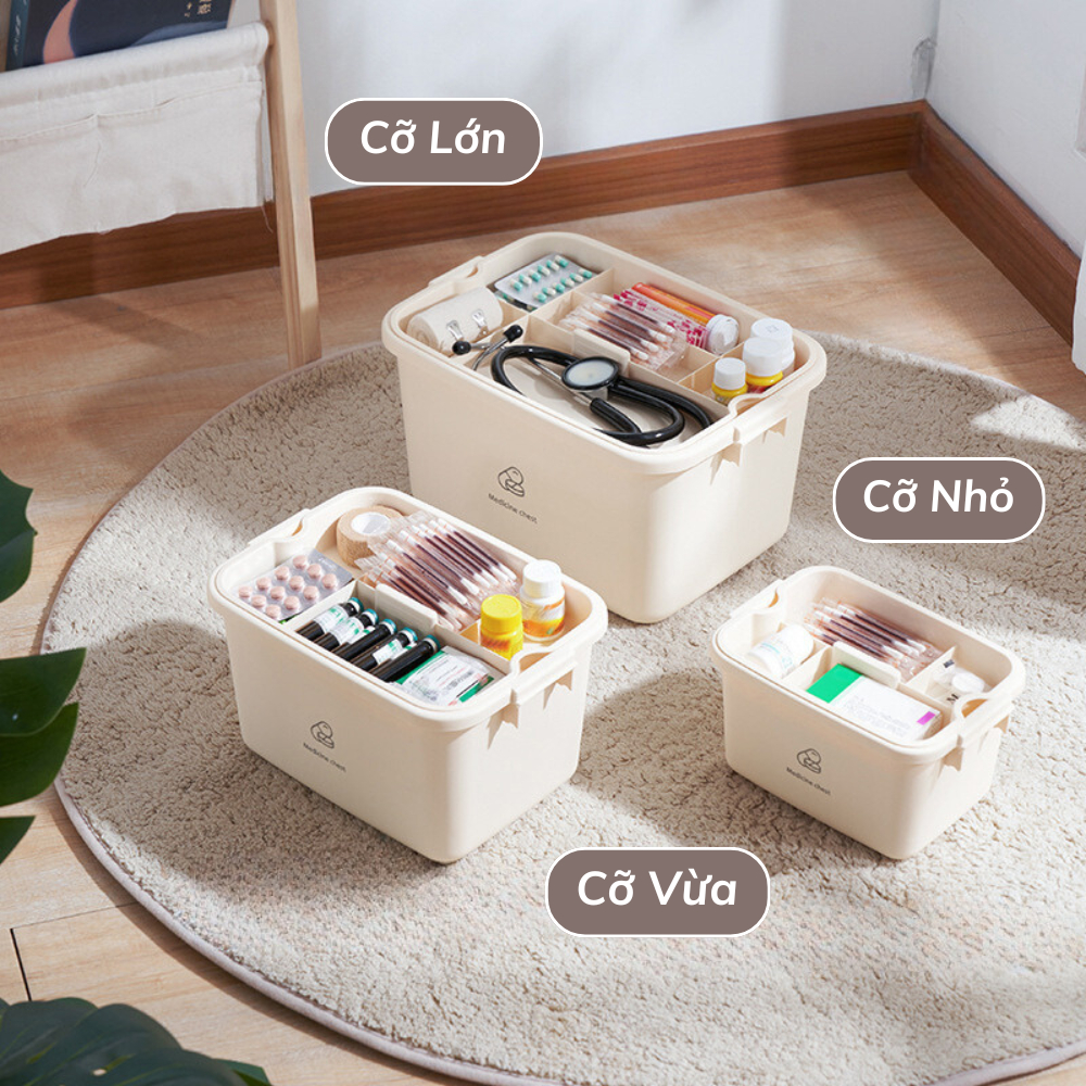 Hộp đựng thuốc sơ cứu hai lớp cỡ lớn có nắp bảo quản tay cầm tiện lợi, Hộp nhựa đựng đồ đa năng | BigBuy360 - bigbuy360.vn