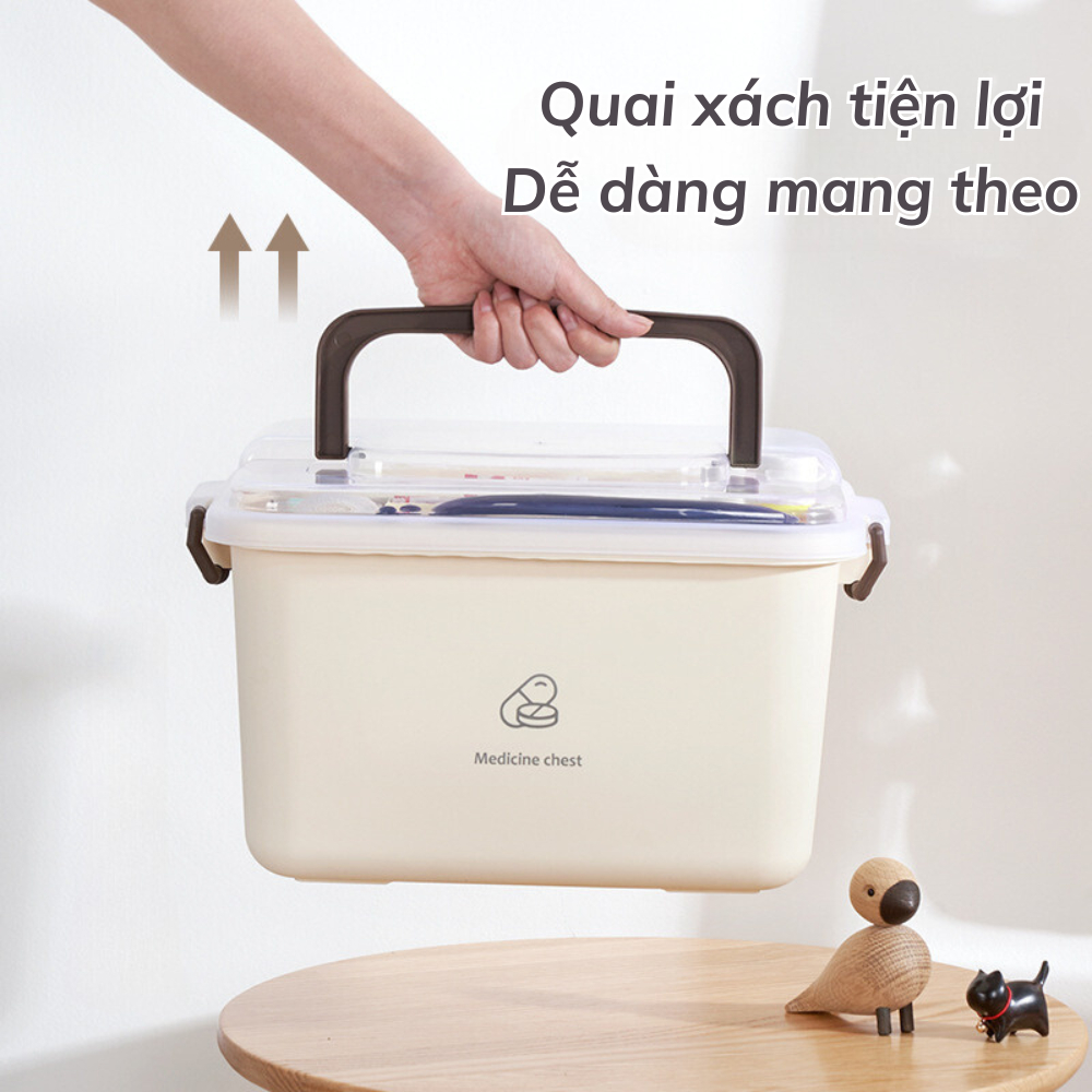 Hộp đựng thuốc sơ cứu hai lớp cỡ lớn có nắp bảo quản tay cầm tiện lợi, Hộp nhựa đựng đồ đa năng | BigBuy360 - bigbuy360.vn