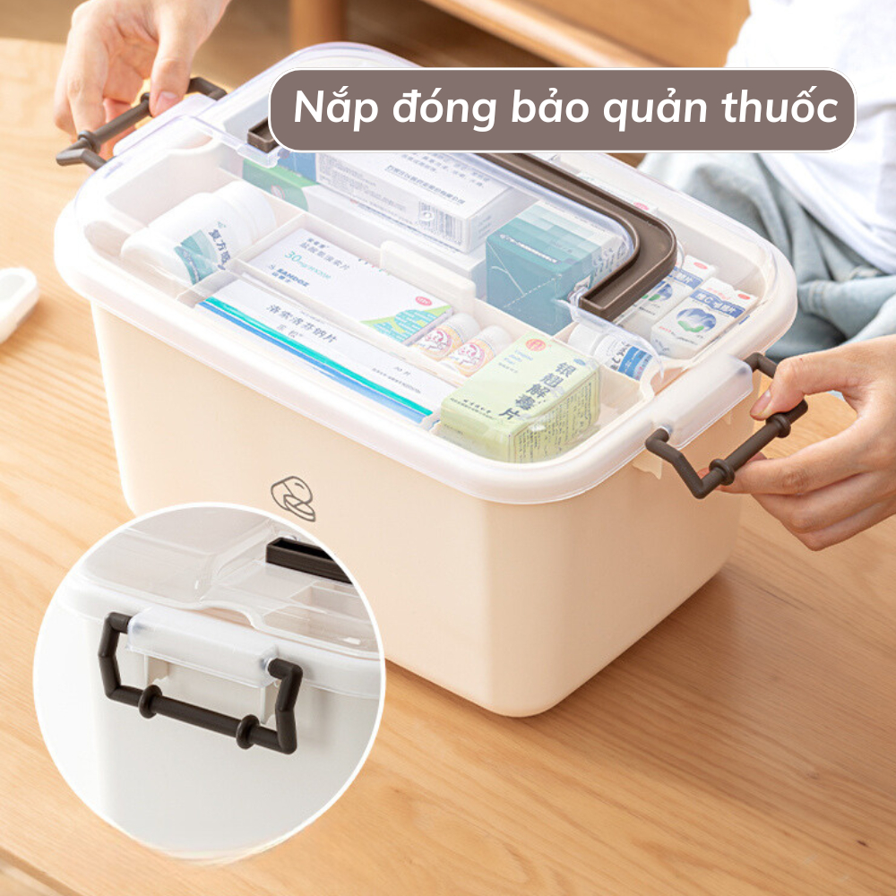 Hộp đựng thuốc sơ cứu hai lớp cỡ lớn có nắp bảo quản tay cầm tiện lợi, Hộp nhựa đựng đồ đa năng | BigBuy360 - bigbuy360.vn