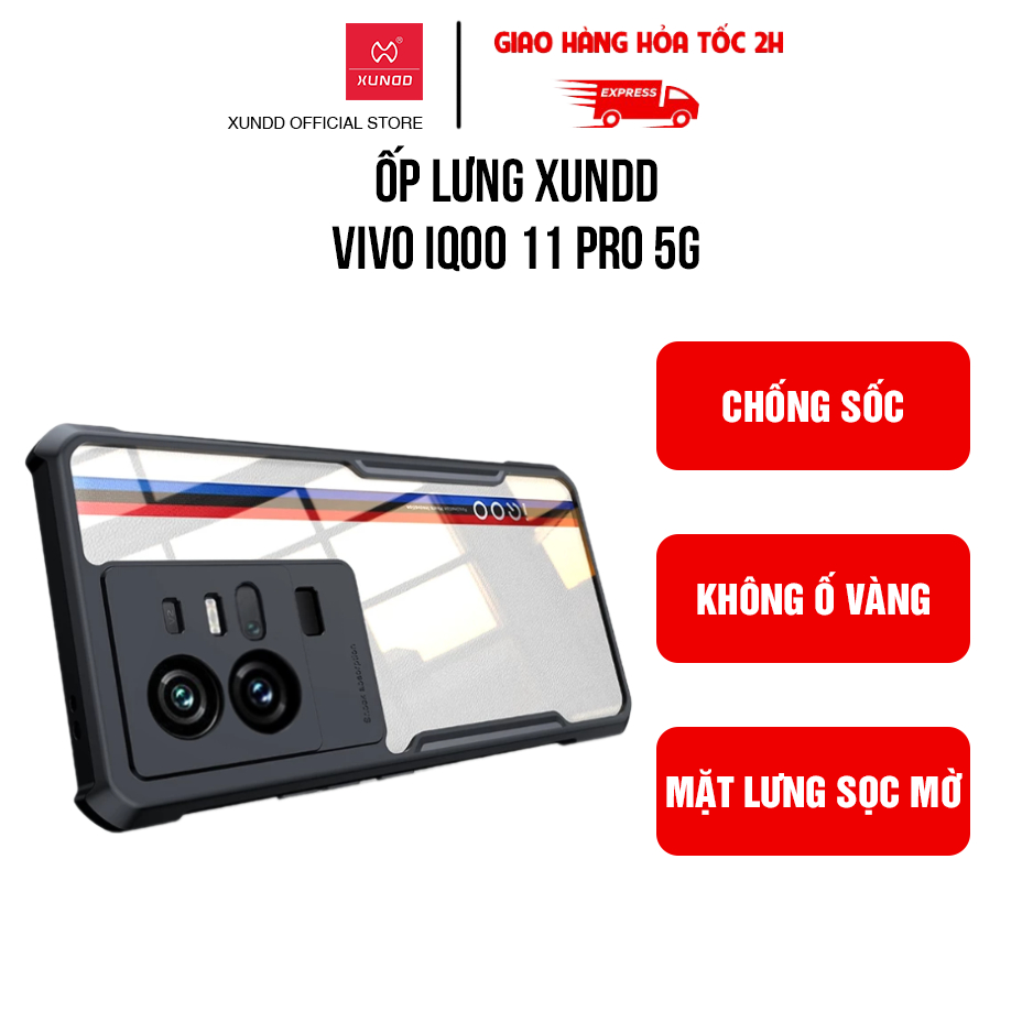 Ốp lưng XUNDD Vivo iQOO 11 Pro 5G - Viền TPU, Chống sốc, Mặt lưng sọc