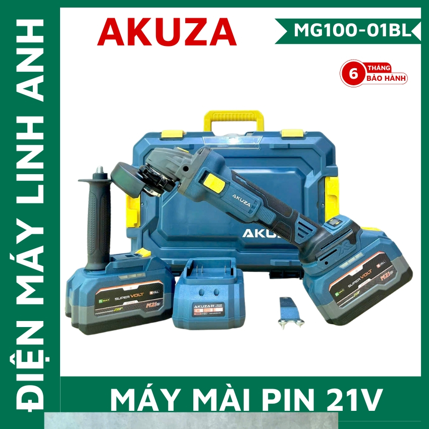 Máy mài góc 21V AKUZA MG 100-01BL động cơ không chổi than pin 15 cell kèm sạc, hàng chính hãng giá r