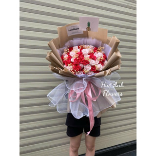  BÓ HOA SÁP 50 BÔNG CAO CẤP HỒNG ĐỎ TẶNG ĐÈN,CHỮ,THIỆP GIẤY GÓI XỐP HÀN KHÔNG NHĂN CÓ VƯƠNG MIỆN TRONG PHÂN LOẠI 