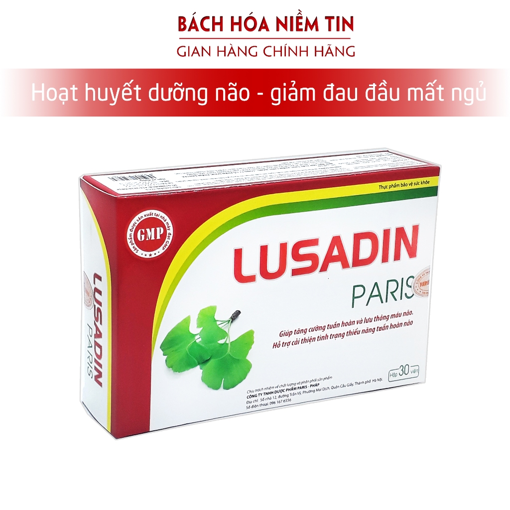 Viên uống bổ não Lusadin Paris -thành phần ginkgo biloba giúp giảm đau đầu chóng mặt, mất ngủ