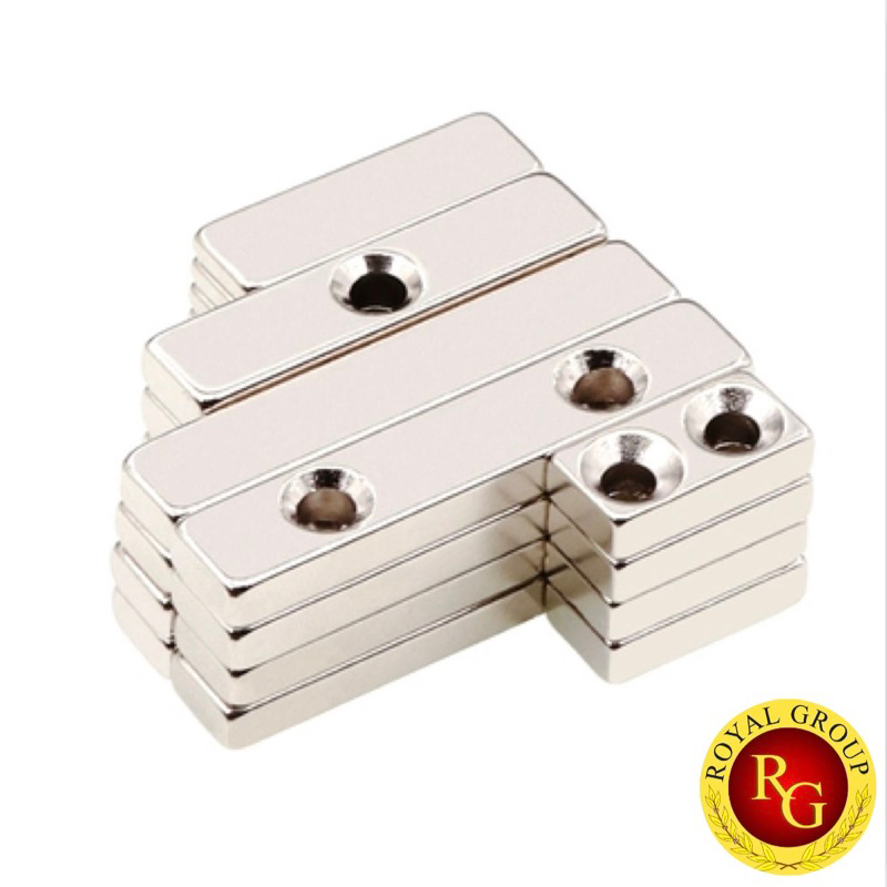 Nam châm viên đất hiếm 10x10x4 lỗ4mm, 15x10x5 lỗ 4mm, 15x15x5 2 lỗ vát, 20x10x5 lỗ 5mm, 30x10x5 lỗ 4mm, 40x12x4mm 2 lỗ