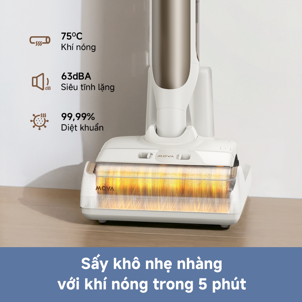 Máy Hút Bụi Lau Sàn Không Dây Mova M10 | Ngả Phẳng 180° | Giặt Cuộn Lăn Với Nước Nóng 75°C | BH 36 Tháng | BigBuy360 - bigbuy360.vn