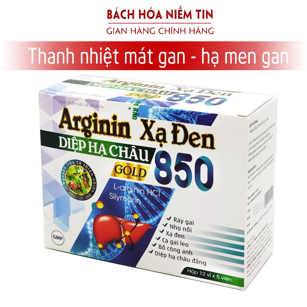 Viên uống giải độc gan ARGININ Xạ Đen Diệp Hạ Châu Gold 850 - Giải độc gan hiệu quả từ thảo dược an toàn hiệu quả