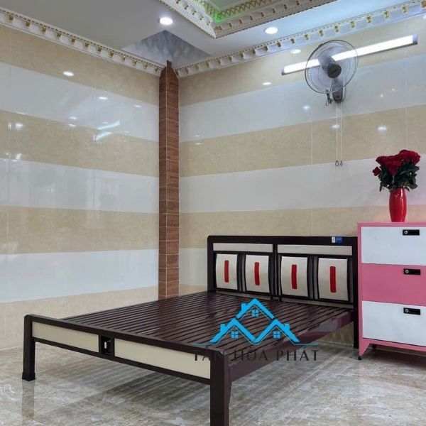 Giường sắt kiểu gỗ 1m6x2m hộp nâu