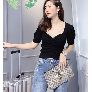 Áo len nhúm ngực cổ V mã 374