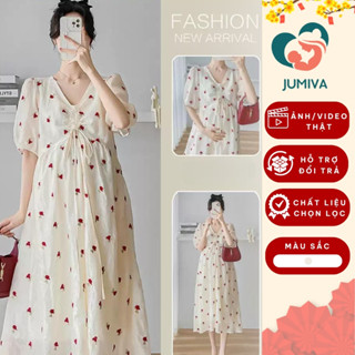 Váy Suông, Đầm Bầu Mùa Hè Dáng Dài Qua Gối Thiết Kế Hoa Nhí Siêu Xinh Mẫu Mới Thời Trang 2025 JUMIVA