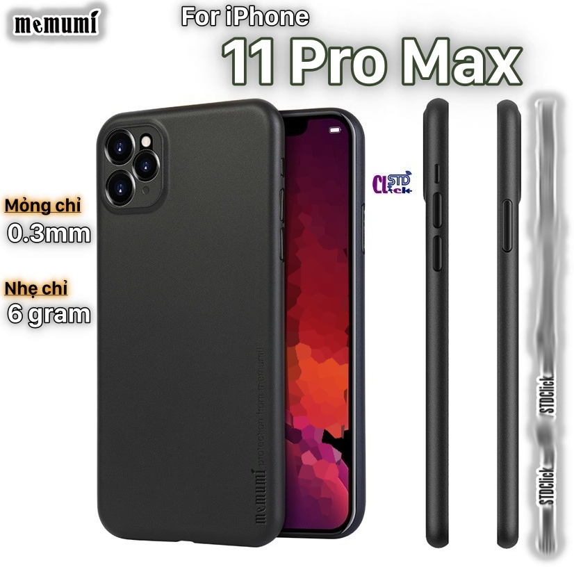 Ốp lưng siêu mỏng 0.3mm iPhone 11 - 11 Pro - 11 Pro Max MEMUMI MỎNG LỤA chính hãng