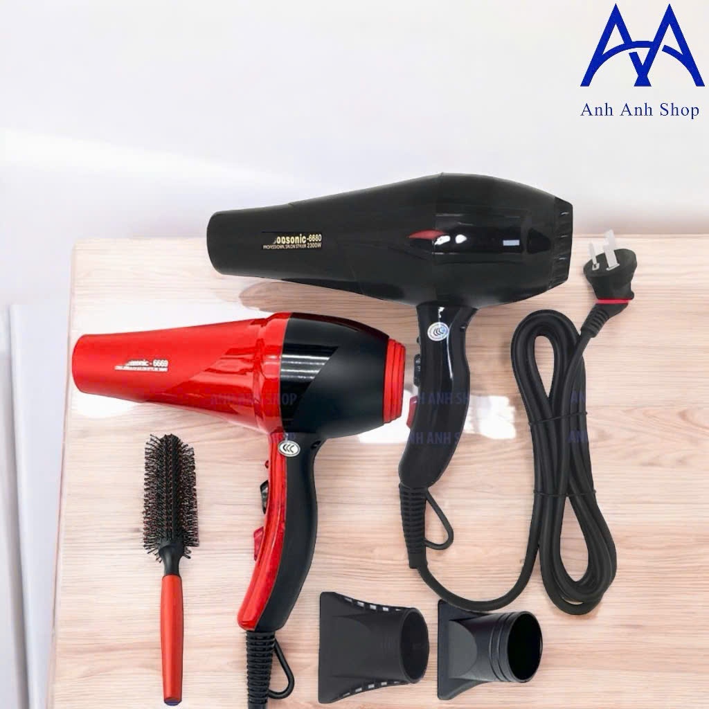 Máy Sấy Tóc Chuyên Salon ĐEN 6680 và ĐỎ 6668 2300w 3 CHÂN CẮM LOẠI 1