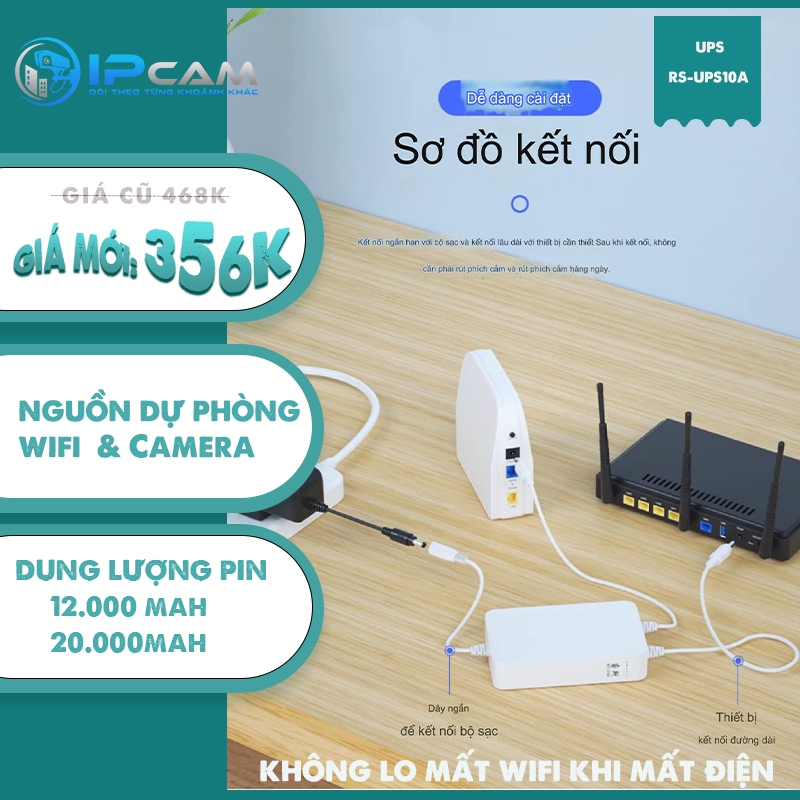 Bộ lưu điện không bị giãn đoạn ups mini  RS-UPS10A ( 5V, 9V, 12V)