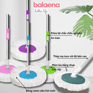   MÃ ANCMAR GIẢM 15%  Chổi cây lau nhà 360 thân inox và mâm nhựa cao cấp kèm 2 bông lau 