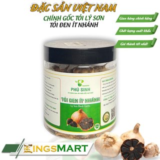 Tỏi Đen Ít Nhánh Cao Cấp - Thương hiệu Phú Sinh - Đặc sản Lý Sơn - Hũ 100g - Kingsmart
