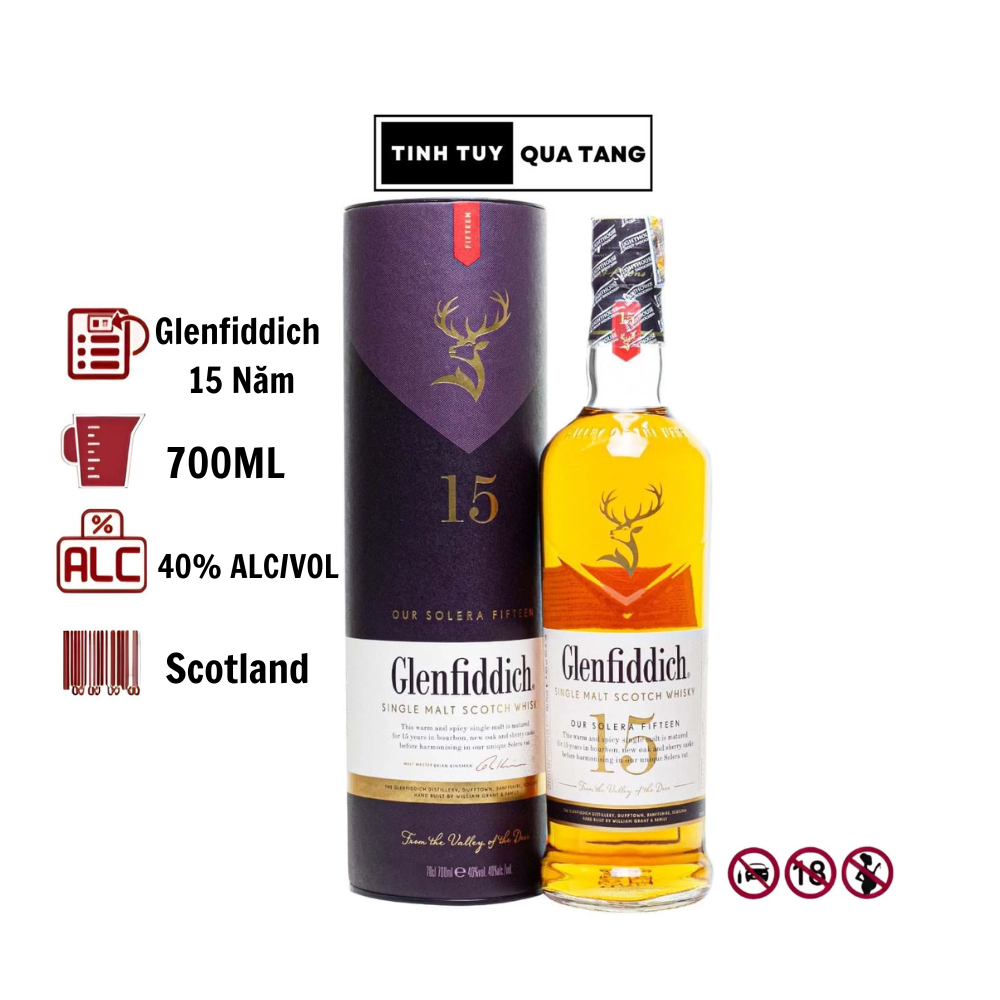 Rượu Glenfiddich 15 năm, dung tích 700ml, nồng độ 40%