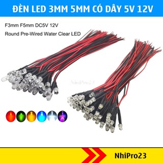 Set 5 Bóng đèn led 5v - 12v có dây dài 20cm 3mm/5mm nhiều màu chất lượng cao