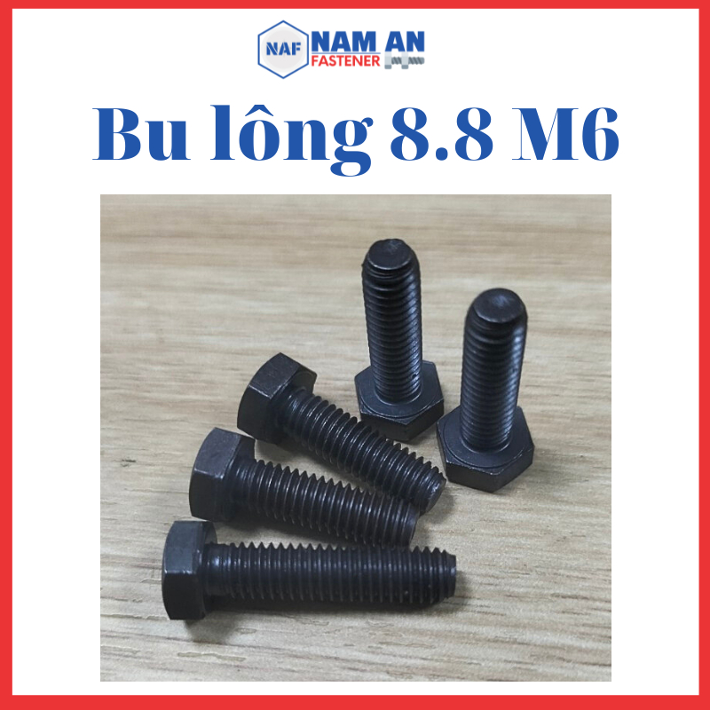 Bulong M6 cấp bền 8.8, bu lông lục giác M6, chiều dài 16, 20, 25, 30mm. Màu: Đen, Vàng, Trắng