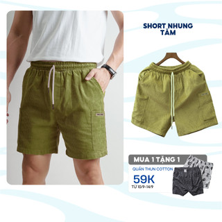 Quần short đùi nhung tăm Nam Nữ BAMI HOME cao cấp form regular năng động thoải mái QNG
