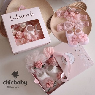 Set quà tặng băng đô và tất cao cấp cho bé gái cực cute làm quà đầy tháng cho bé