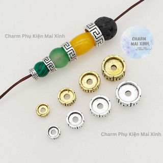 [GIÁ SỈ] 2 & 10 Cái Charm chặn bạc - Hoạ tiết hoa văn