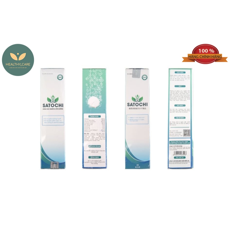 Viên sủi SATOCHI  [CHÍNH HÃNG]  Dành Cho Người Bị Tiểu Đường _ Ổn Định Đường Huyết Hộp 20 Viên