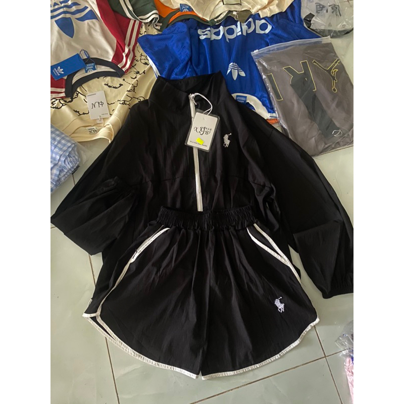 Set Áo Khoác Gió Chất Nhăn Rút Dây