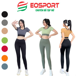 Bộ Quần Áo Tập Gym Nữ Phối Mầu Cộc Tay Quần Dài, Đồ Thể Thao Tập Yoga, Erobic Nữ Có Mút Đệm Ngực ( D05/D27)