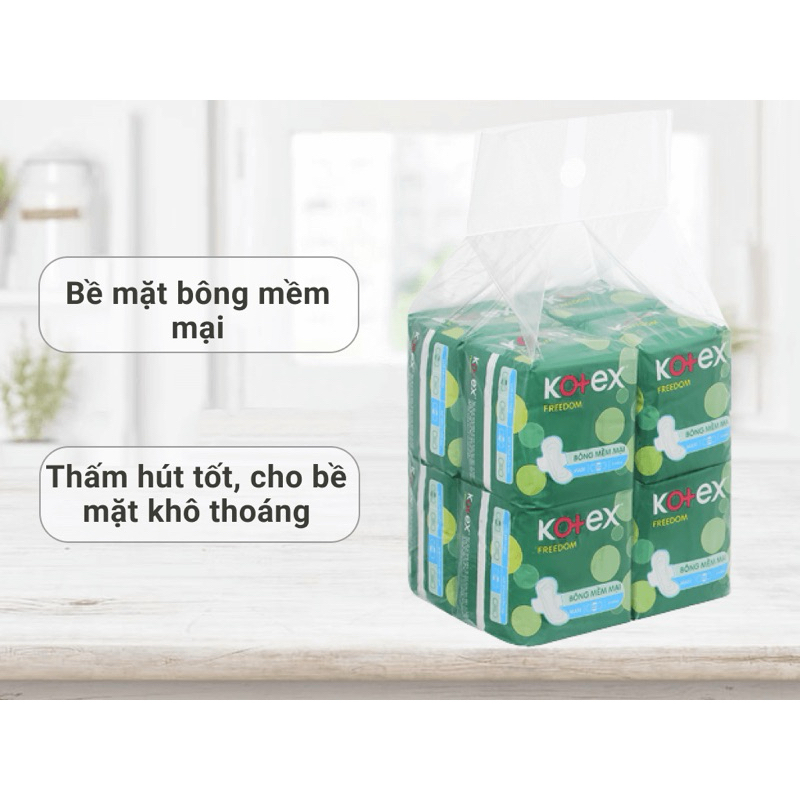 Lốc 8 gói băng vệ sinh Kotex Freedom có cánh 8 miếng